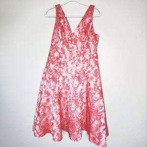 Rickie Freeman for Teri Jon Coral Floral Jacquard  Dress 12